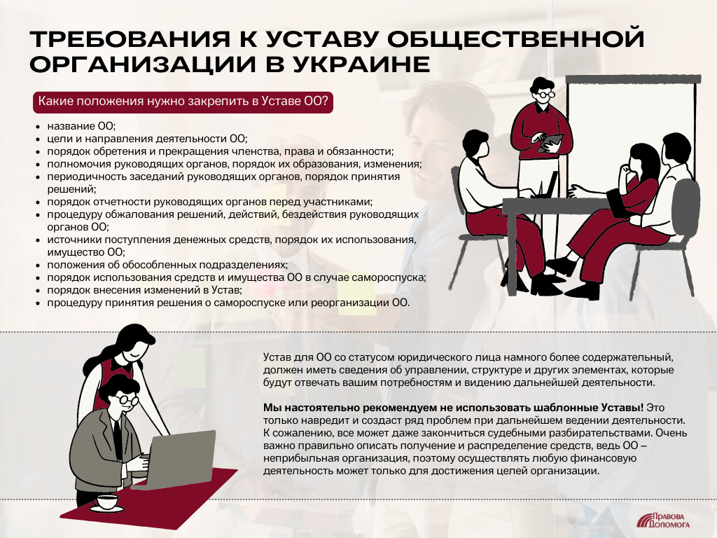 Требования к Уставу Общественной организации в Украине: инфографика