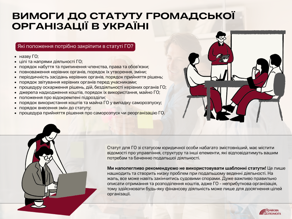 Вимоги до Статуту громадської організації в Україні: інфографіка