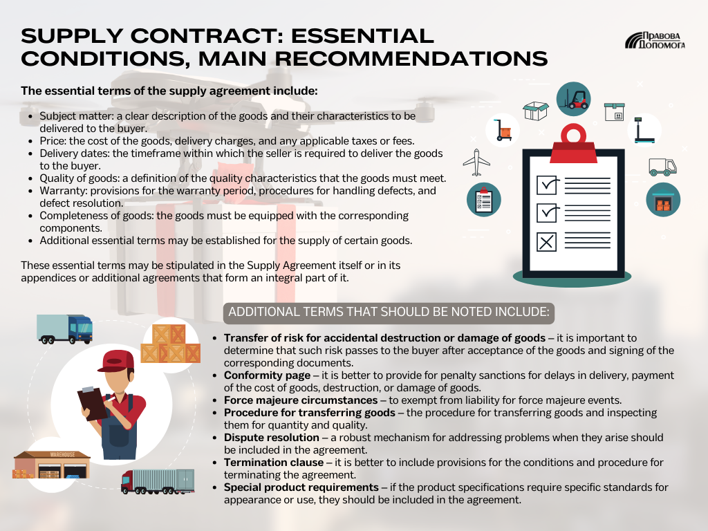 Supply contract: essential conditions, main recommendations