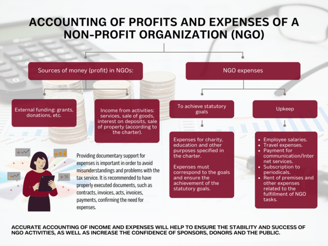 Accounting of profits and expenses of a non-profit organization (NGO)